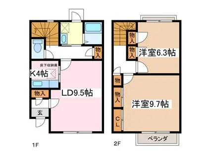 BRANCHE LOGEMENT C(2LDK/1階)の間取り写真