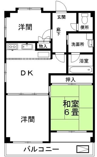 コーポラス葵(3DK/6階)の間取り写真
