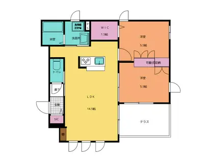 クレール鎌倉(2LDK/1階)の間取り写真