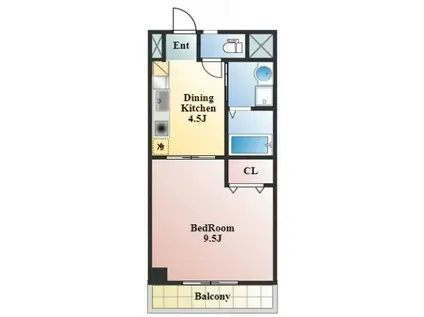 コザックス(1DK/4階)の間取り写真