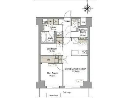 クレール小杉(2SLDK/3階)の間取り写真