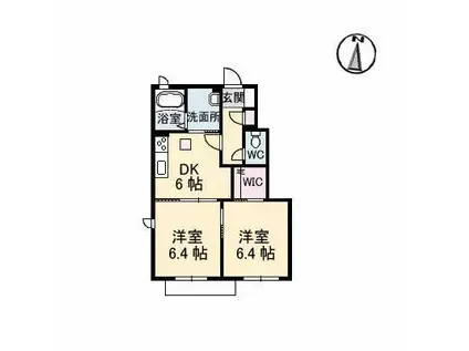 プロムナードB棟(2DK/1階)の間取り写真