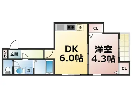 ハーモニーテラス新今里IV(1DK/3階)の間取り写真