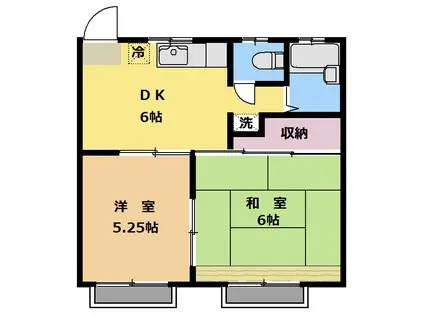 ペアーヒル市川(2DK/1階)の間取り写真