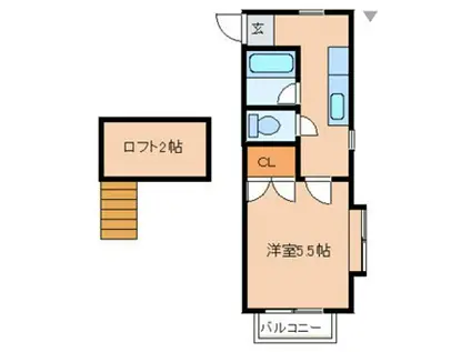 JR東北本線 太子堂駅 徒歩6分 2階建 築37年(1K/2階)の間取り写真