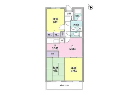 パンセチェリー(3DK/1階)の間取り写真