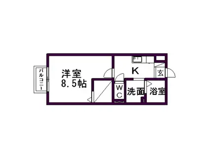 マクウル嶋津(1K/1階)の間取り写真
