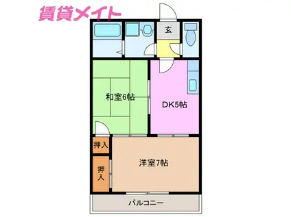メープルリーフ(2DK/2階)の間取り写真