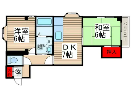 ラフィーヌ・新松戸南(2DK/2階)の間取り写真