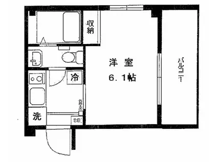 キャスル自由が丘(1DK/2階)の間取り写真