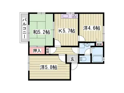 レジデンス赤坂(3K/2階)の間取り写真