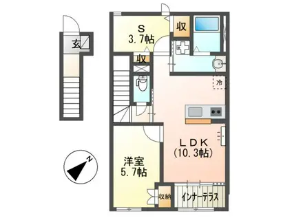 パークメゾン旭(1SLDK/2階)の間取り写真