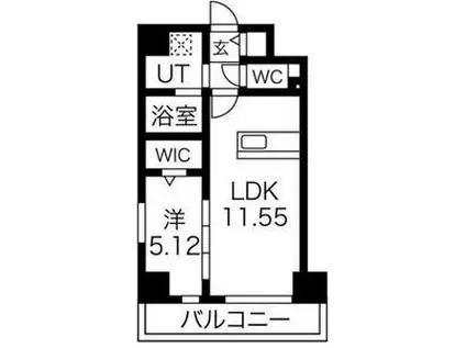 GRANDUKE吹上(1LDK/7階)の間取り写真