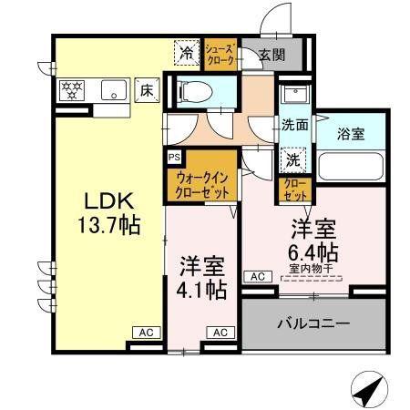 CLASSEUM都賀(2LDK/3階)の間取り写真