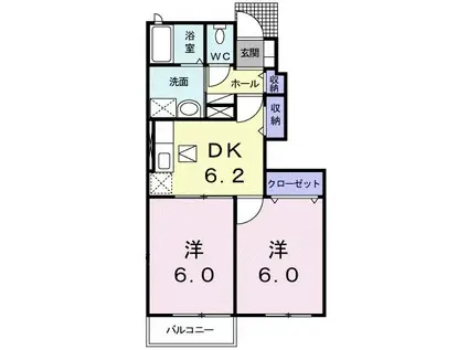 サンライズ西出水I(2DK/1階)の間取り写真