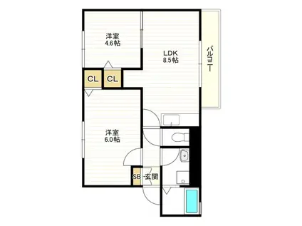 ヴィラ・サノクチ(2DK/1階)の間取り写真