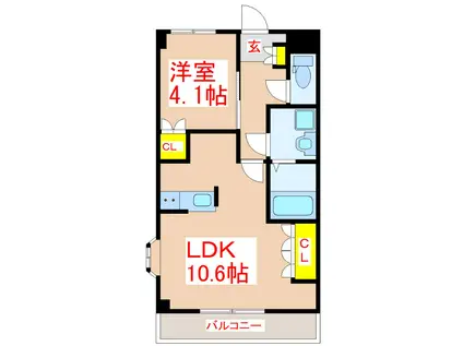 メゾン・メルヴェール(1LDK/2階)の間取り写真