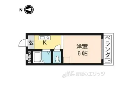 サンシーガルⅡ(1K/1階)の間取り写真