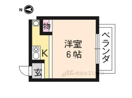ベルハイツ西陣(ワンルーム/3階)の間取り写真