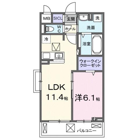 ノルド フィウーメ(1LDK/1階)の間取り写真