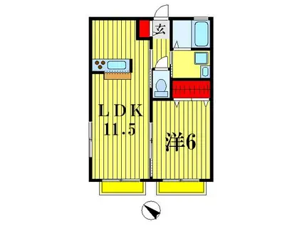 シトラスハイ(1LDK/1階)の間取り写真