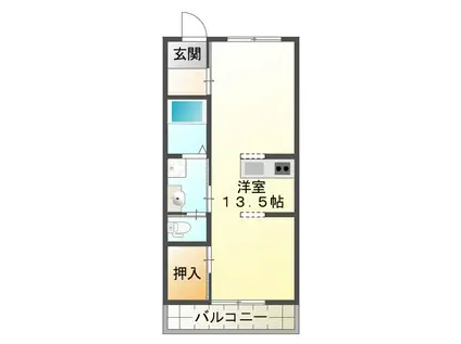 ガレッタJ(ワンルーム/2階)の間取り写真