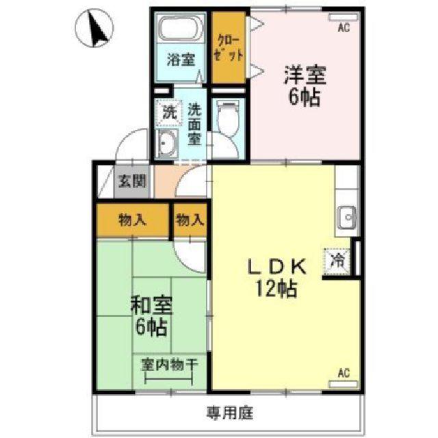 エスポワール米原B棟(2LDK/1階)の間取り写真