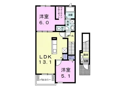 SAVORY SQUARE II(2LDK/2階)の間取り写真