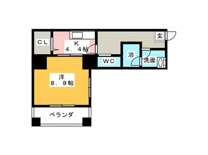 コーキャス馬場町(1K/3階)の間取り写真