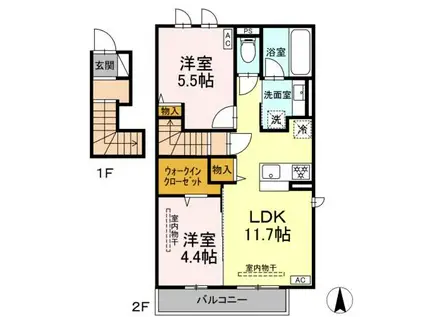 メゾン春陽(2LDK/2階)の間取り写真