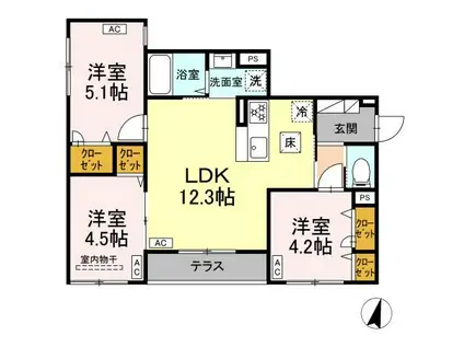 セレスティア西瑞江(3LDK/1階)の間取り写真
