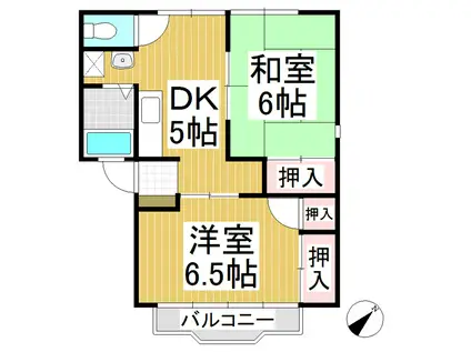 KMハイツ(2DK/1階)の間取り写真