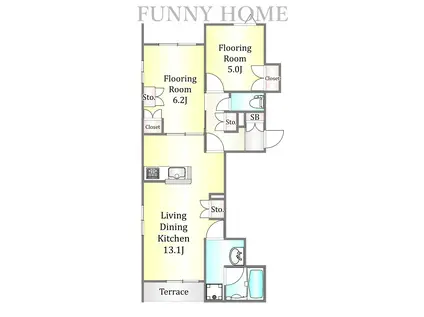 コンフォール目黒(2LDK/1階)の間取り写真