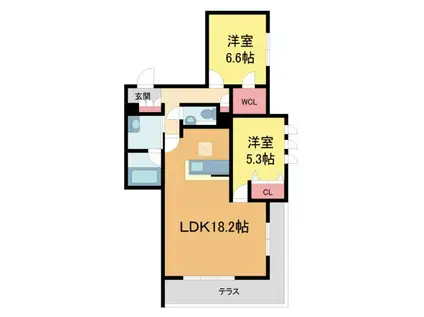 セントリビエ上甲子園(2LDK/1階)の間取り写真