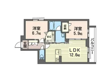 リビオン・ベルテ(2LDK/2階)の間取り写真