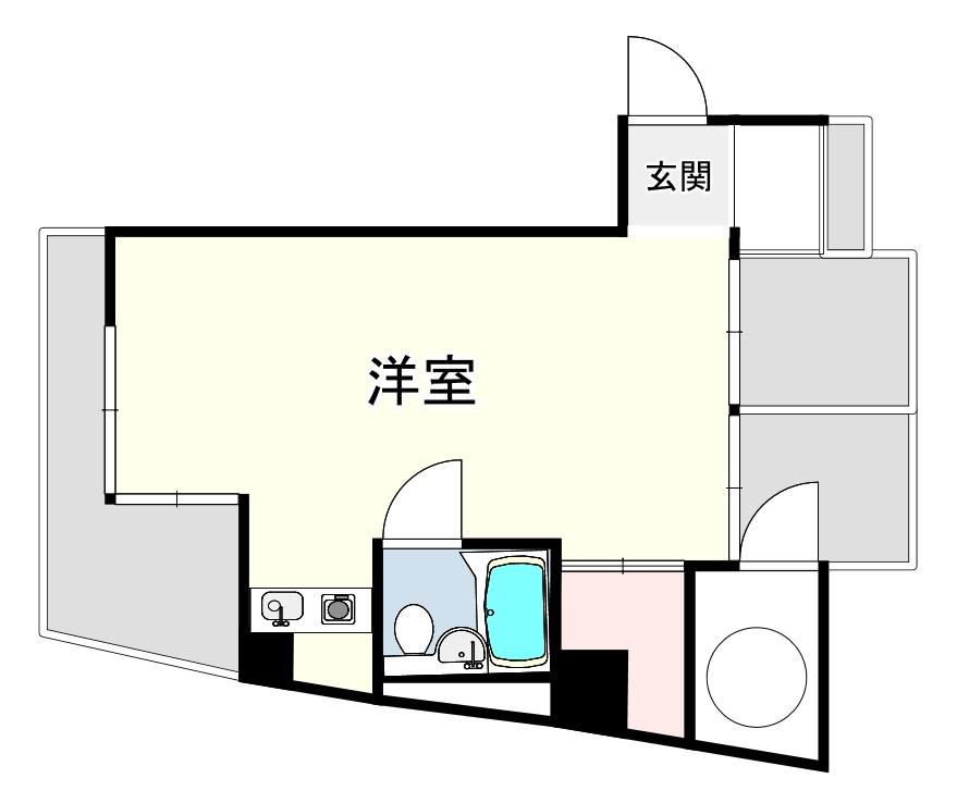坂口ポートハイツ(ワンルーム/4階)の間取り写真