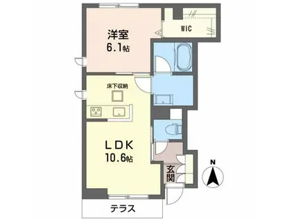 シャーメゾン津倉町(1LDK/1階)の間取り写真