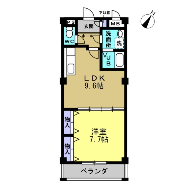 メルベーユHAJI III(1LDK/3階)の間取り写真