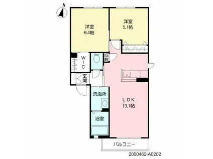 サンパティーク・アイ A棟(2LDK/2階)の間取り写真