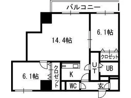 サイレンス宮の森アネックス(2LDK/8階)の間取り写真