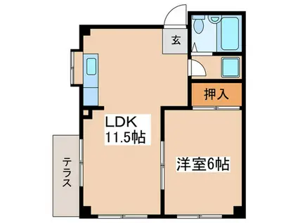 リバ-サイド鶴間(1LDK/1階)の間取り写真