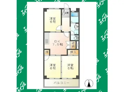 マンション光A棟(3DK/2階)の間取り写真
