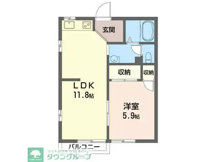 ベクエム湘南(2K/2階)の間取り写真