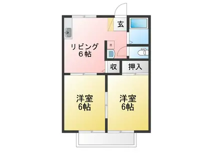 サニーハイツA棟(2DK/1階)の間取り写真
