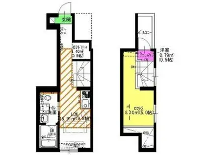 PURA VIDAナゴヤドーム前(ワンルーム/1階)の間取り写真