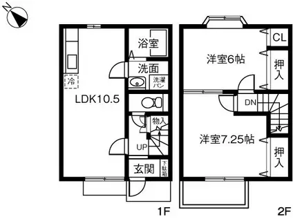 ハイツキューハイA(2LDK/1階)の間取り写真
