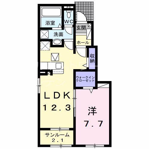 HUMMINGBIRD A(1LDK/1階)の間取り写真