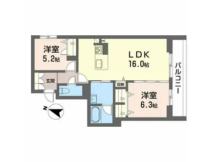 LA PALAIS VERT ラ・パレヴェール(2LDK/3階)の間取り写真