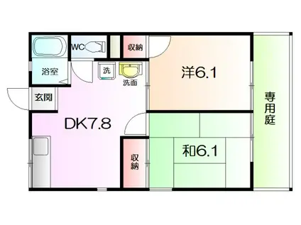 シティハイムテトラ(2DK/1階)の間取り写真