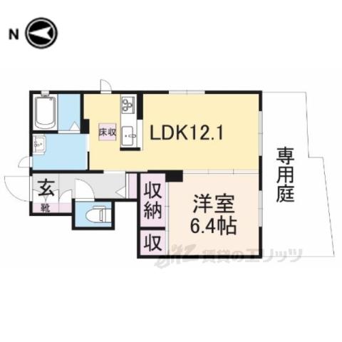 プレミールKIKI B棟(1LDK/1階)の間取り写真